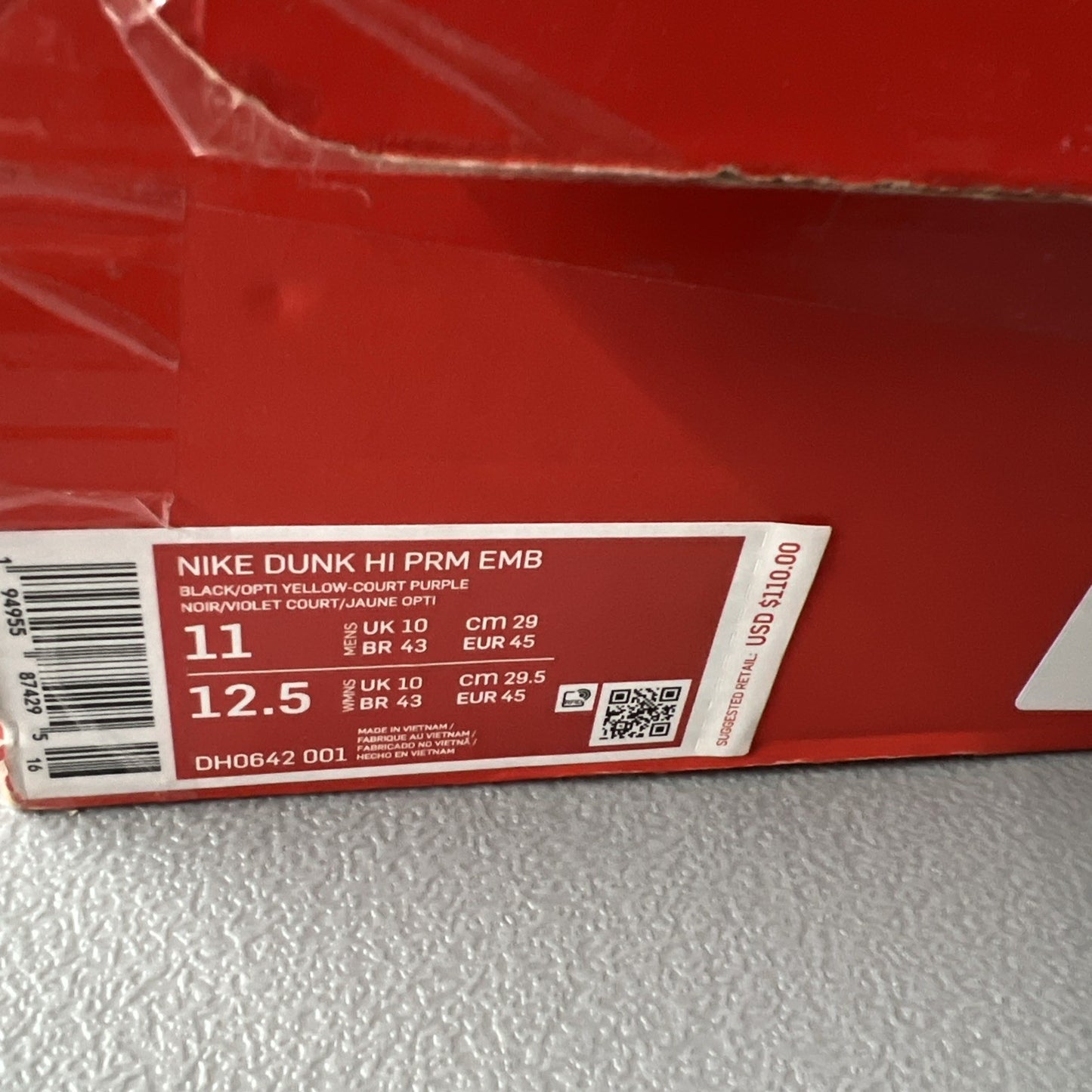 Size 11 - Nike Dunk Premium EMB High ‘Lakers’