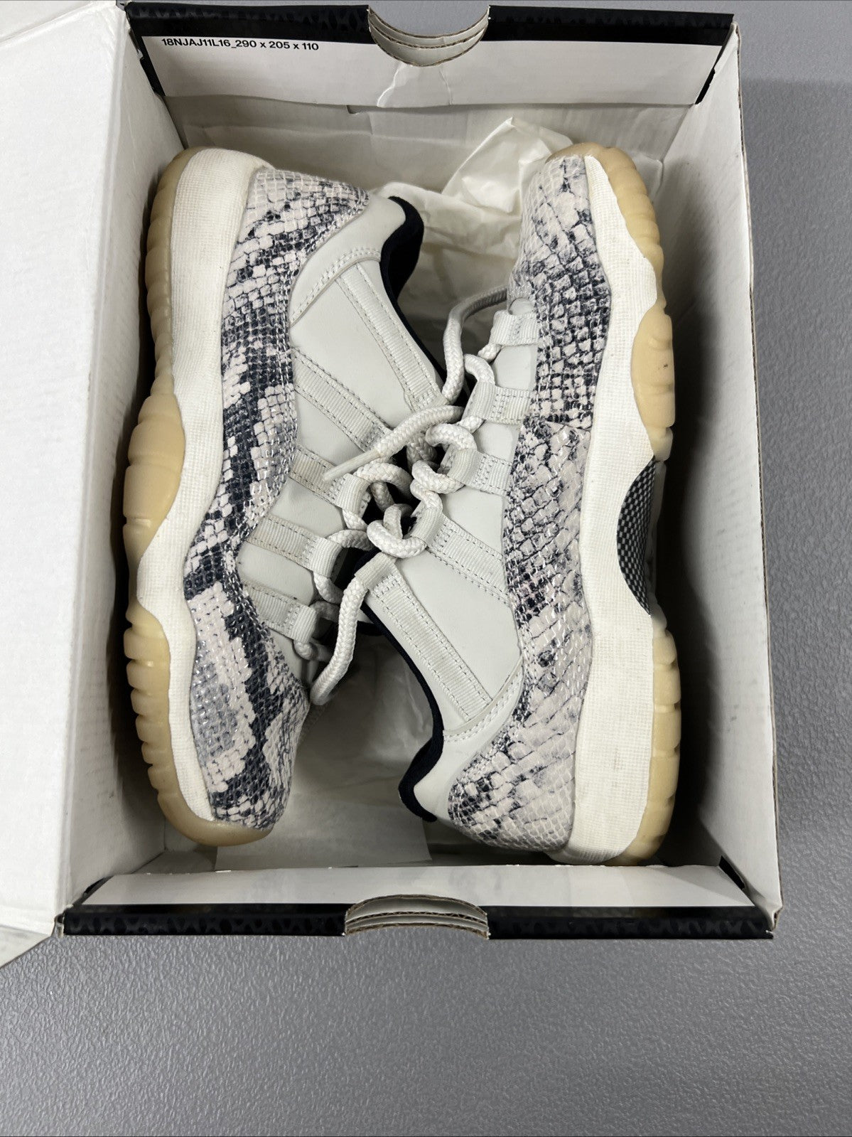 5.5 Y or 7 Wmns - Jordan 11 Retro Low Snake Light Bone (GS)