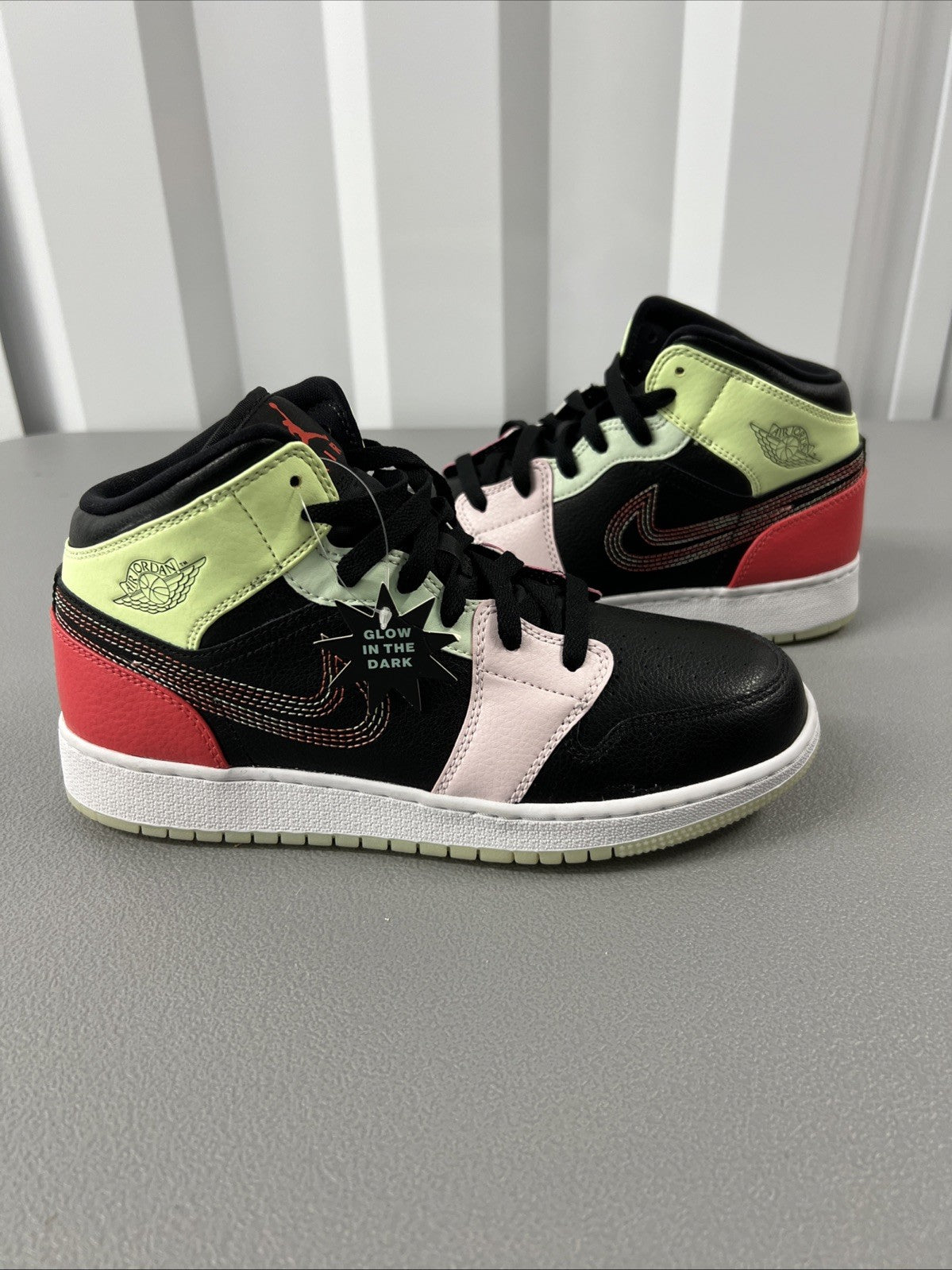 Size 7Y or 8.5 Wmns- Jordan 1 Mid Glow-In-The-Dark (GS)
