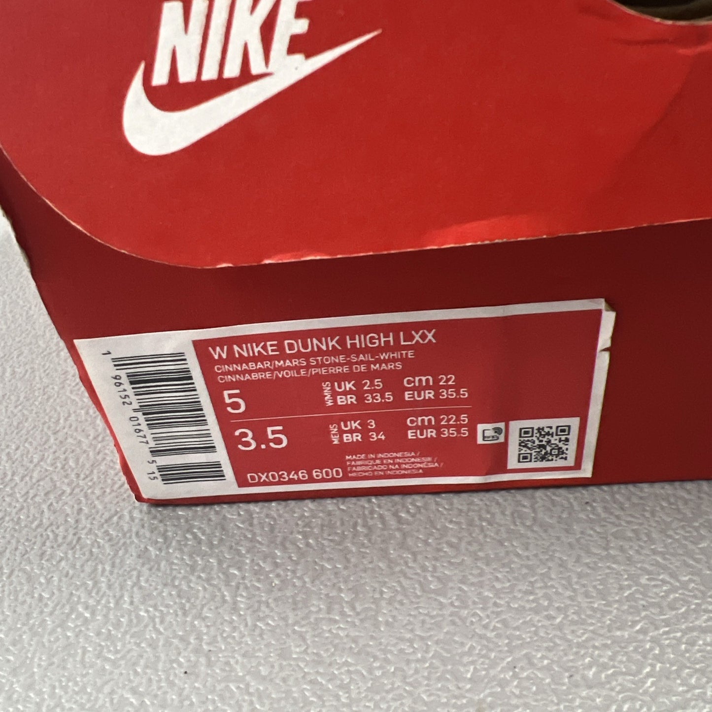 Size 5- Nike Dunk High LXX 'Cinnabar' Wmns