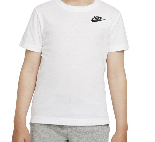 Size Small- The Nike Tee Sportswear Embroidered Big Kids T-Shirt - White