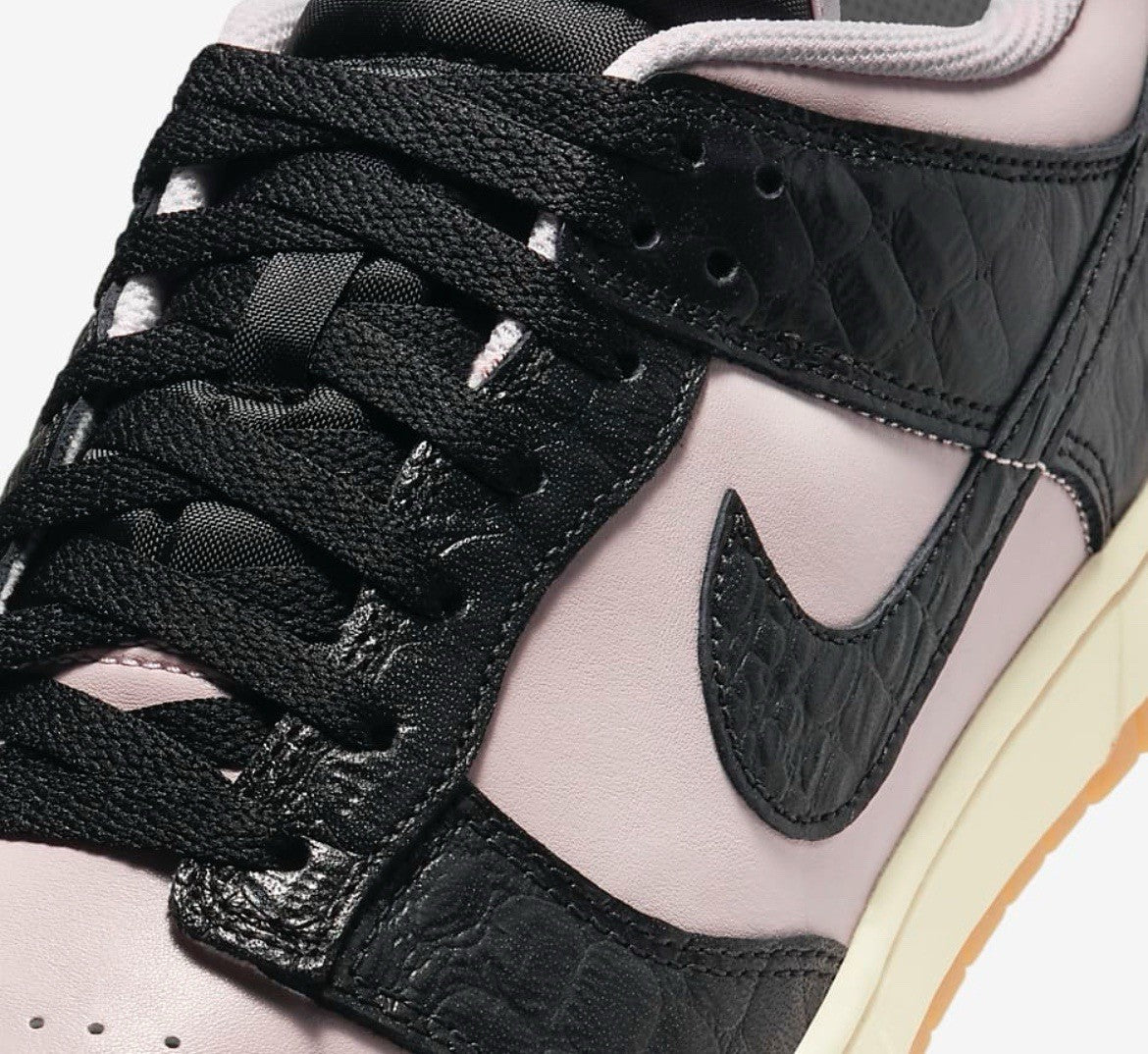 Size 9.5 - Nike Dunk Low Black Platinum ‘Violet Croc’ with Extra Laces