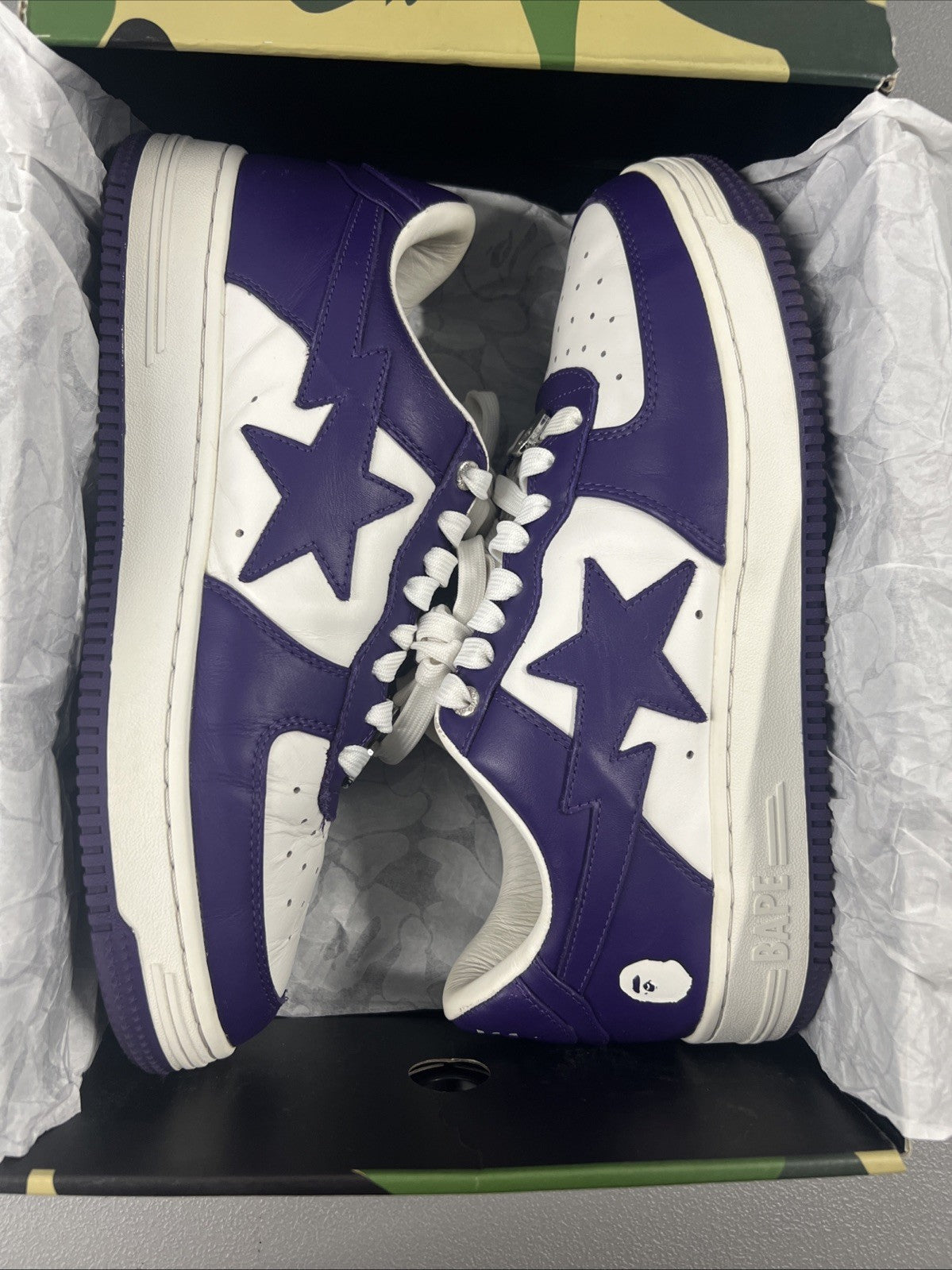 Size 10- A Bathing Ape Bape Sta ‘White Purple’ 2022