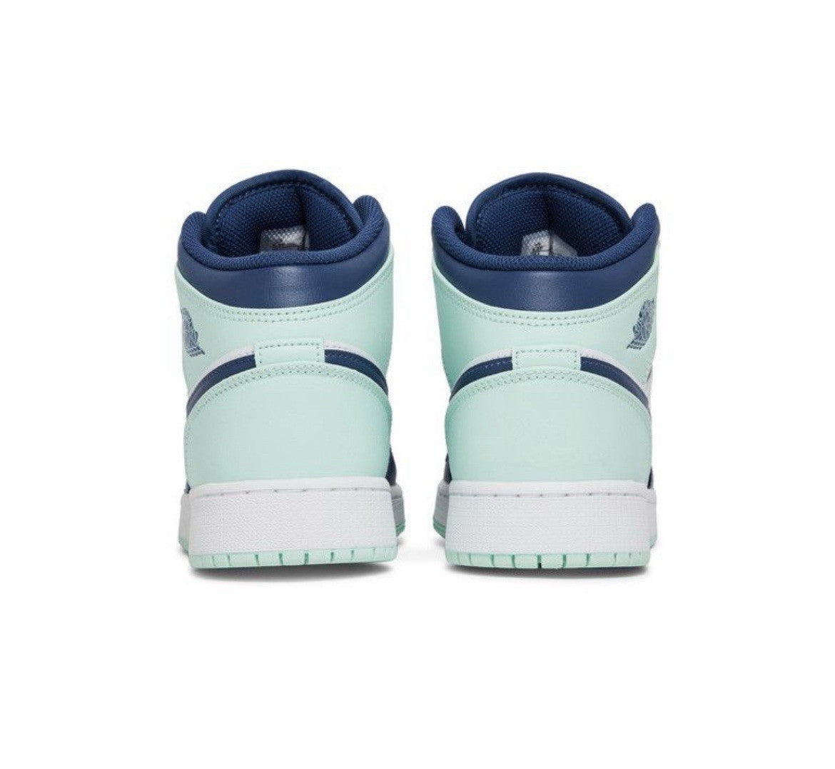 Size 6.5Y or 8 Wmns - Air Jordan 1 Mid Blue Mint (GS) 554725 413