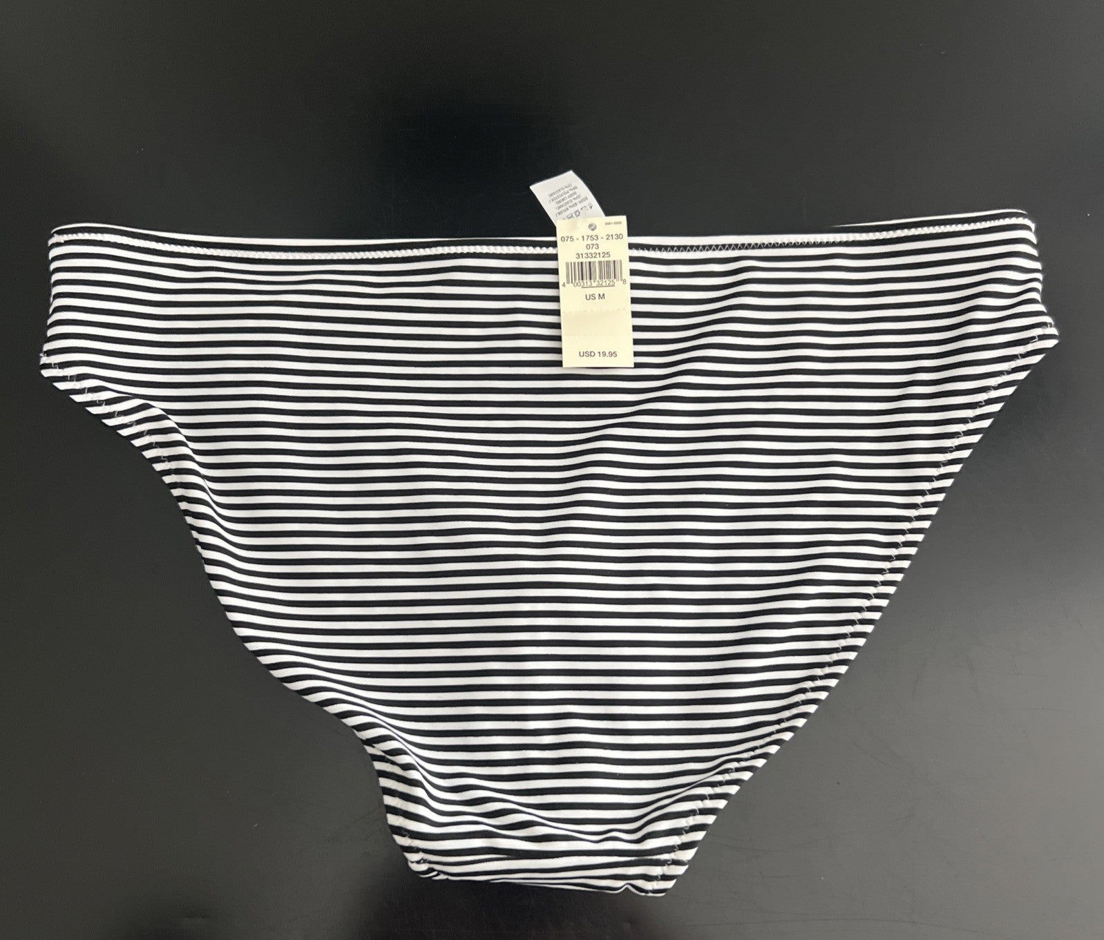 Size Medium - Aerie Printed Bikini Bottom Striped Black White Swim Separate