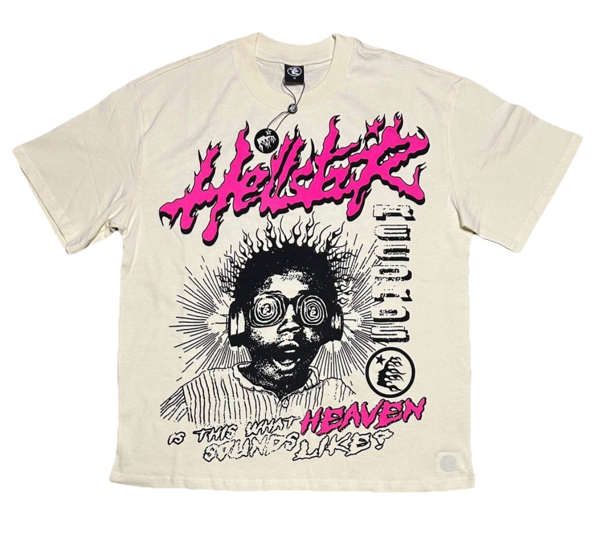 Size Medium- Hellstar Studios Sounds Like Heaven Tee Cream