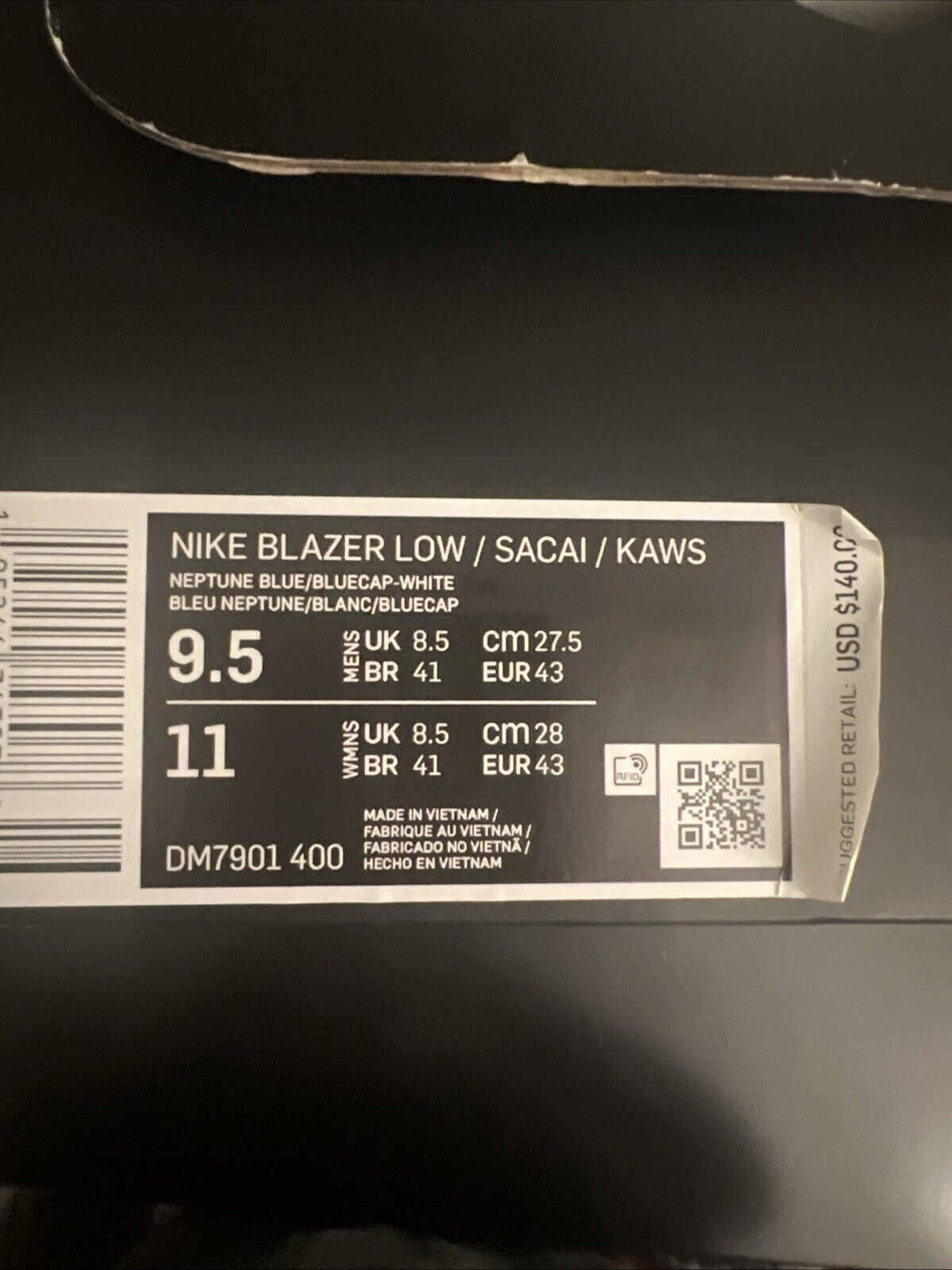 Size 9.5 - Nike KAWS x sacai x Blazer Low Neptune Blue