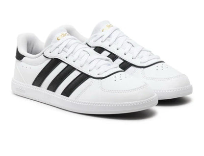 Size 8 - Adidas Breaknet Sleek Sneaker White, Black and Gold Metallic (Women’s)