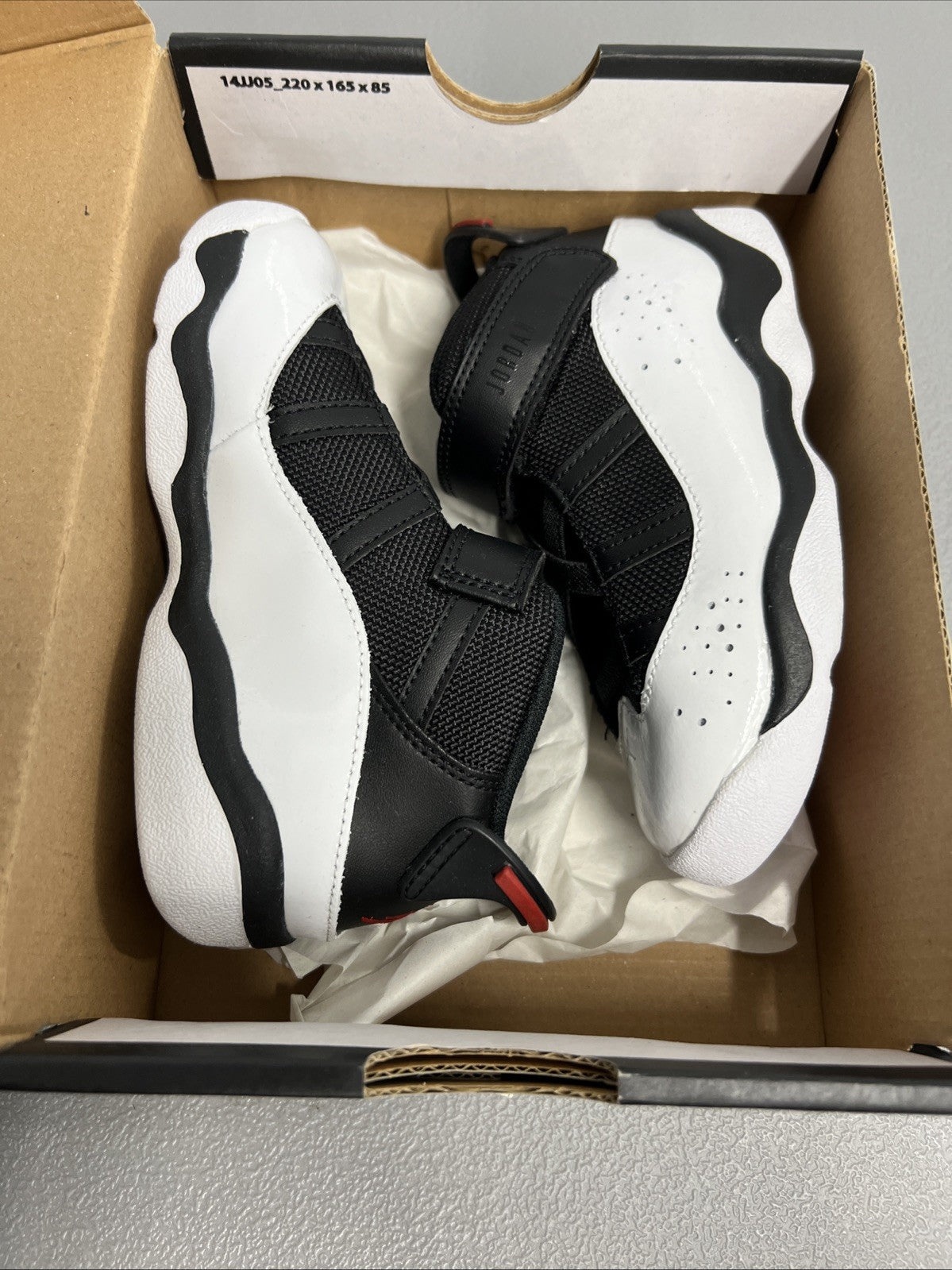 Size 9C - Jordan 6 Rings Black White University Red (Toddler)