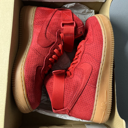 Size 9 Wmns or Men’s 7.5- Nike Air Force 1 Suede High University Red