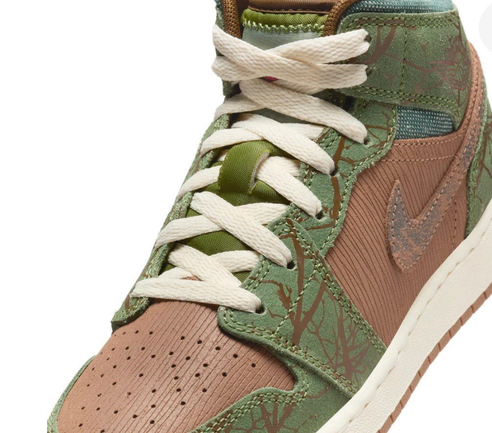 Size 6.5Y or 8 Wmns- Air Jordan 1 Mid GS 'Treeline’