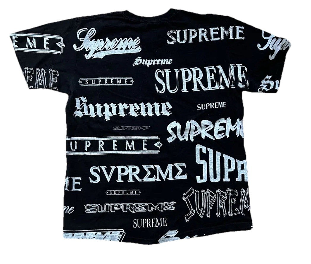 Size Large - Supreme Multi Logo Tee T shirt Black All Over print - Men’s