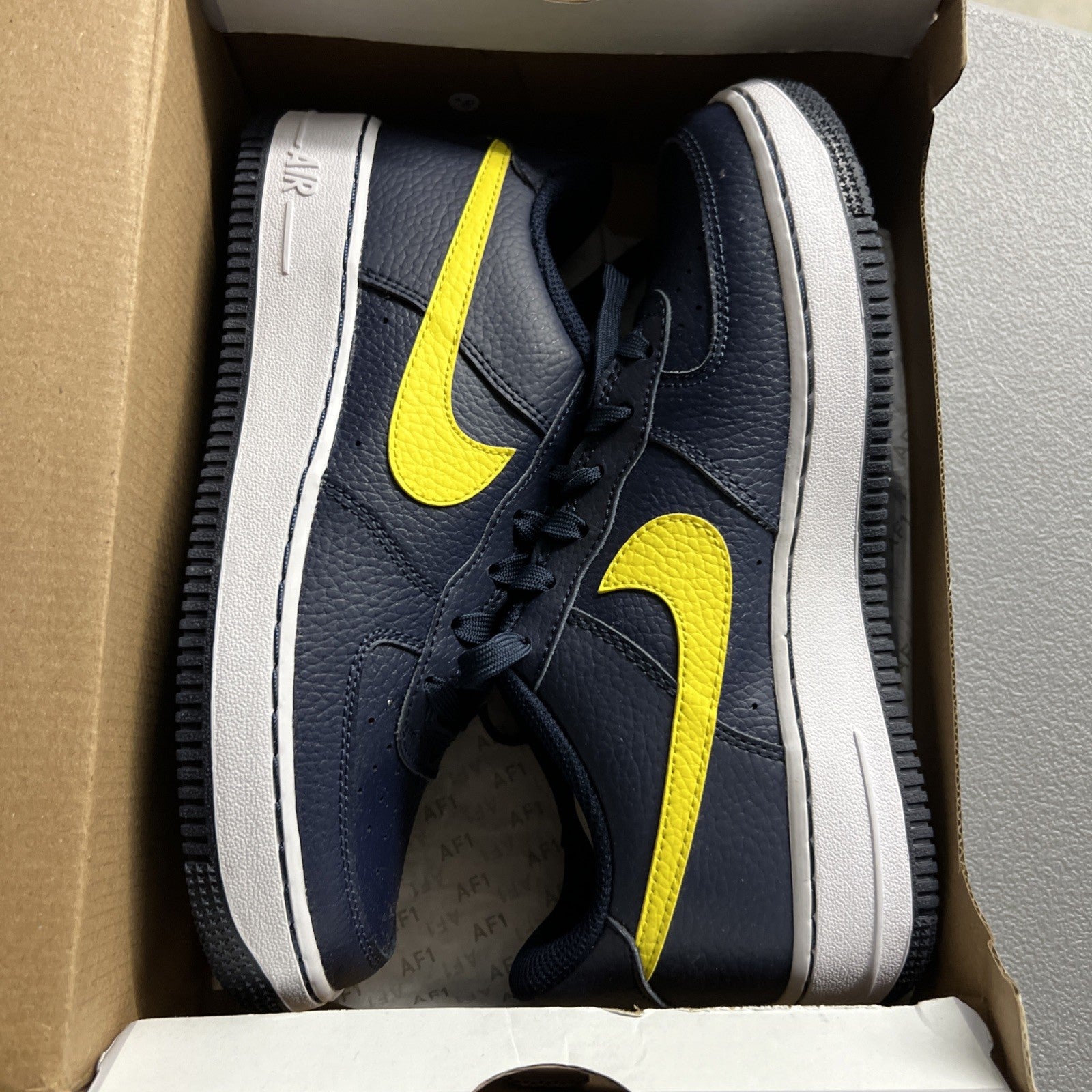 Size 6Y or 7.5 Wmns- Nike Air Force 1 GS ‘Obsidian Opti Yellow’