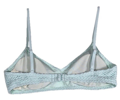 Size Small- Aerie Bikini Top Medium Triangle V-Neck Swim Textured Crochet Blue