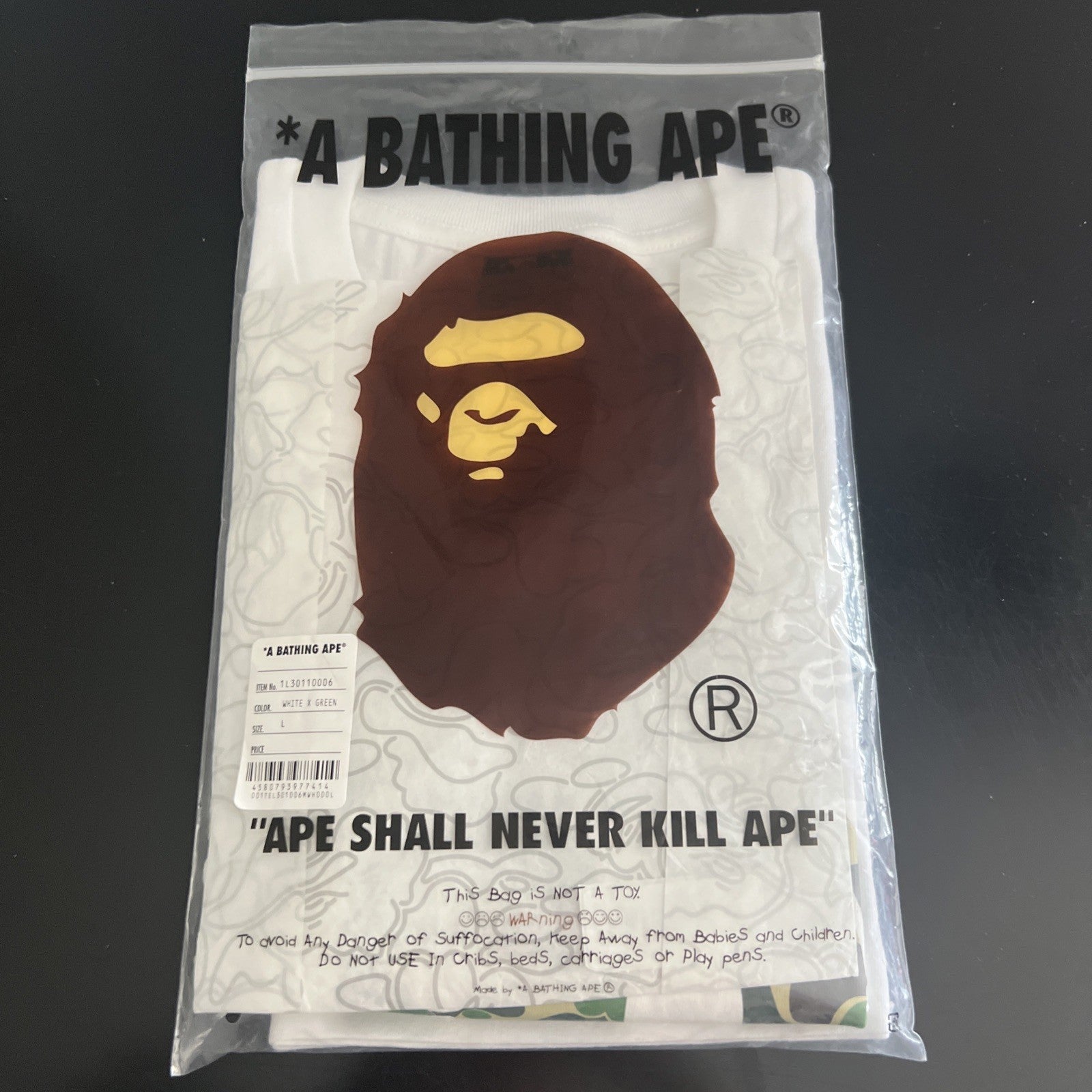 Size L - BAPE ABC Camo By Bathing Ape Tee 'White/Green'