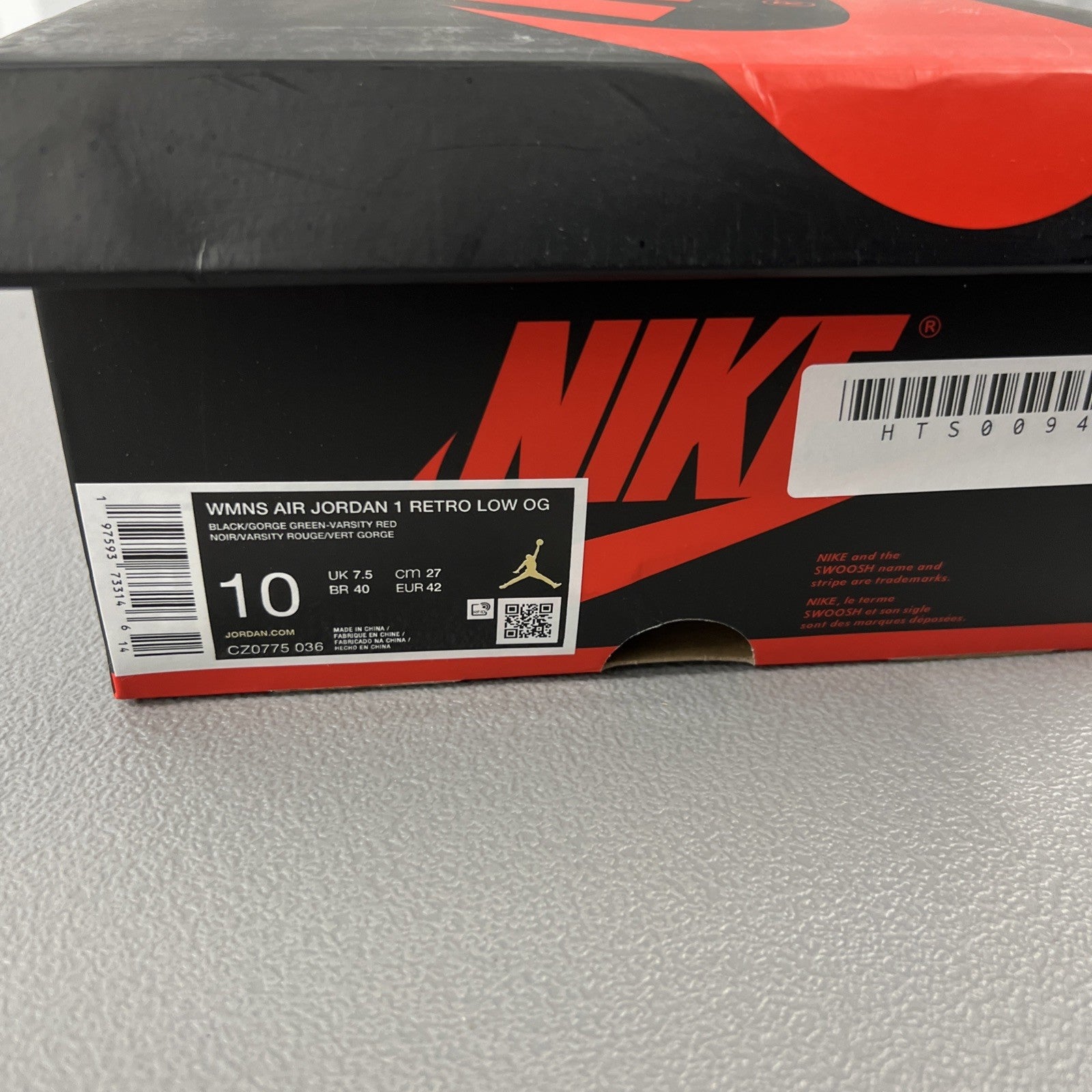 Size 10 - Air Jordan 1 Retro OG Low Wmns ‘Black Gorge Green’