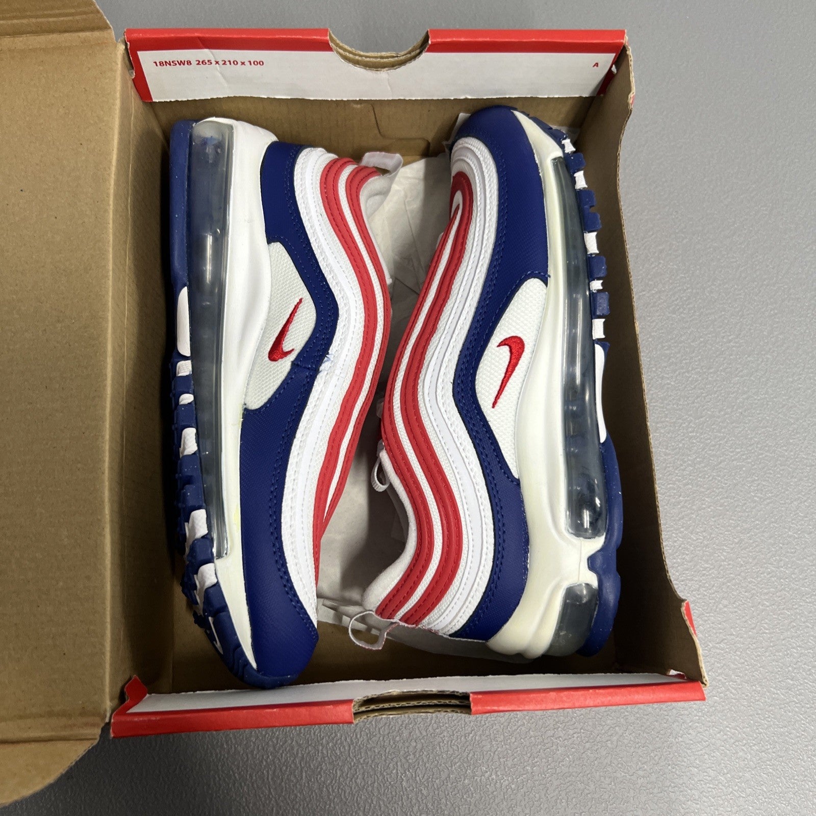 Size 4.5Y- Nike Air Max 97 ‘USA’ 🇺🇸White Red Royal (GS)