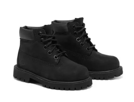 Size 9-Timberland 6-Inch Premium Waterproof "Black Nubuck" Toddler Kids' Boot