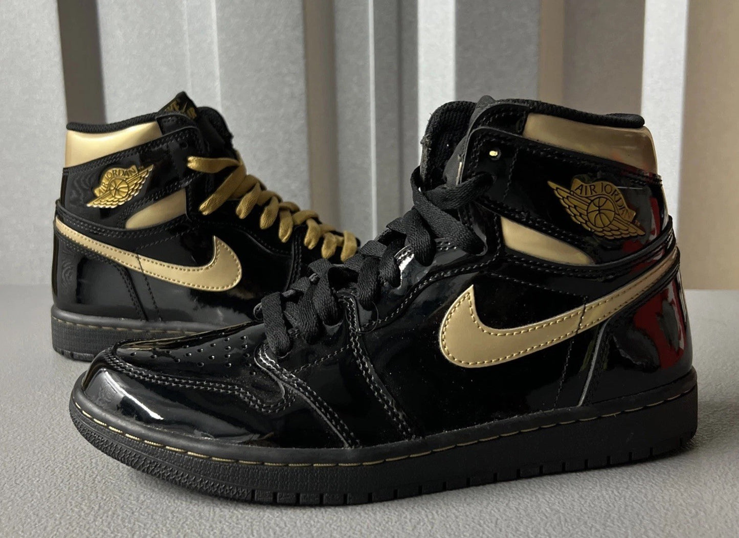 Size 7.5 Men’s or 9 Wmns - Air Jordan 1 ‘Black Metallic Gold’