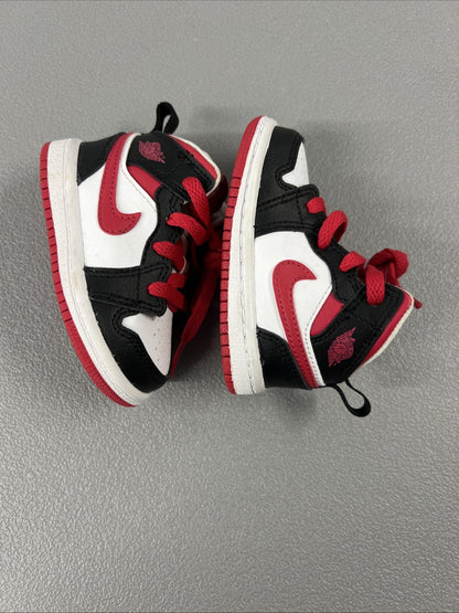 Size 4C-Air Jordan (TD) Air Jordan 1 Mid 'White Very Berry' 640735-016