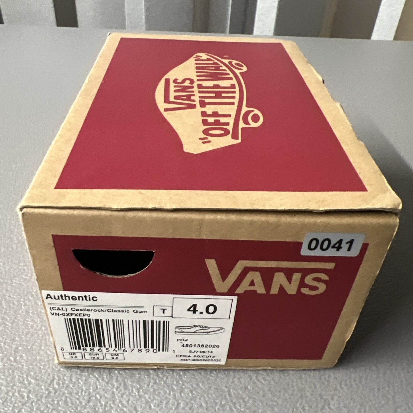 Size 4 -  Vans Authentic Castlerock Classic Gum (Toddler)