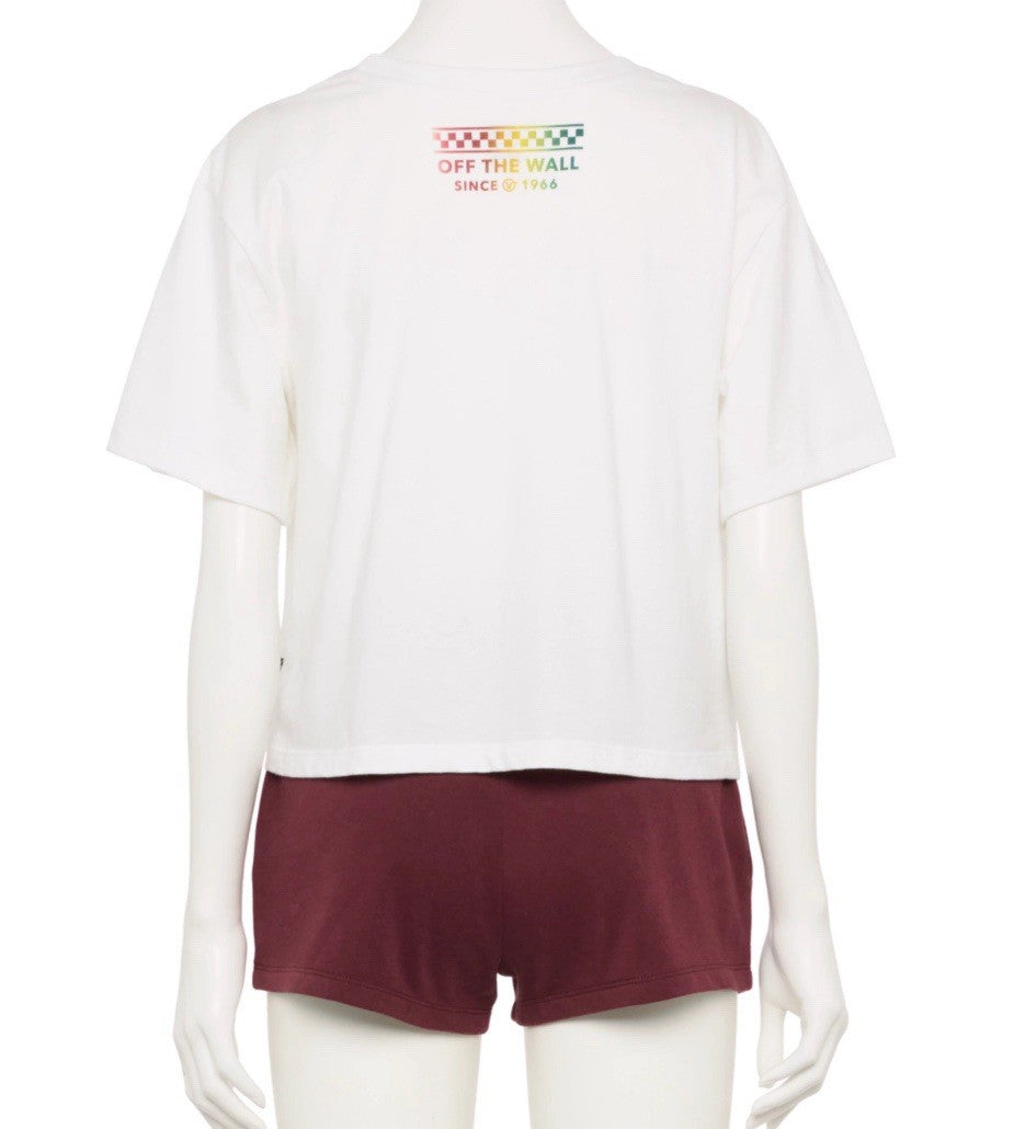 Size Large - Vans Cropped Rainbow "Off The Wall" Logo Graphic Tee