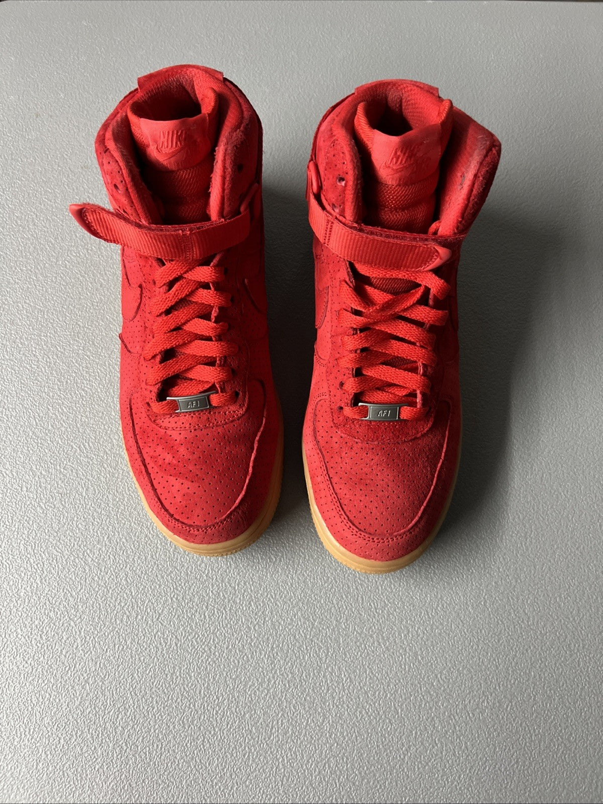 Size 9 Wmns or Men’s 7.5- Nike Air Force 1 Suede High University Red