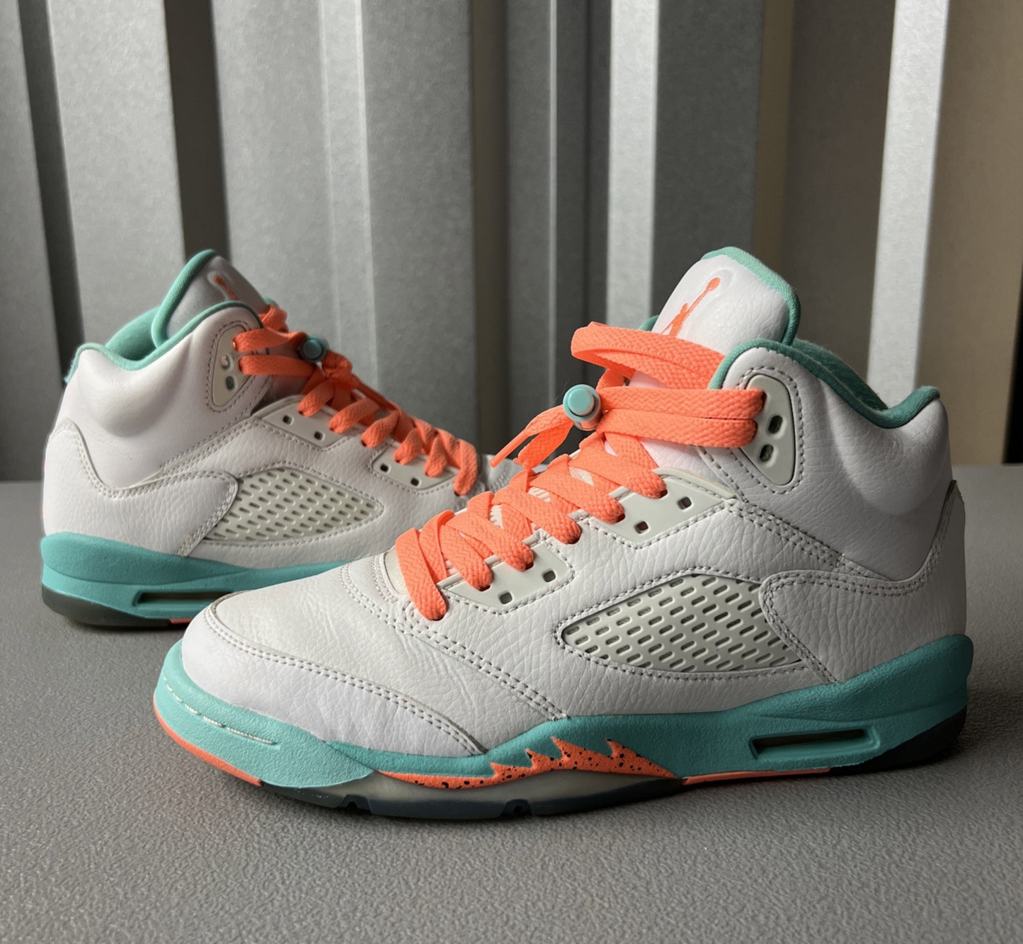 Size 7Y or 8.5 Wmns - Jordan 5 Retro Light Aqua (GS)