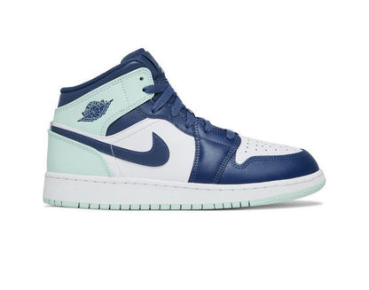 Size 6.5Y or 8 Wmns - Air Jordan 1 Mid Blue Mint (GS) 554725 413