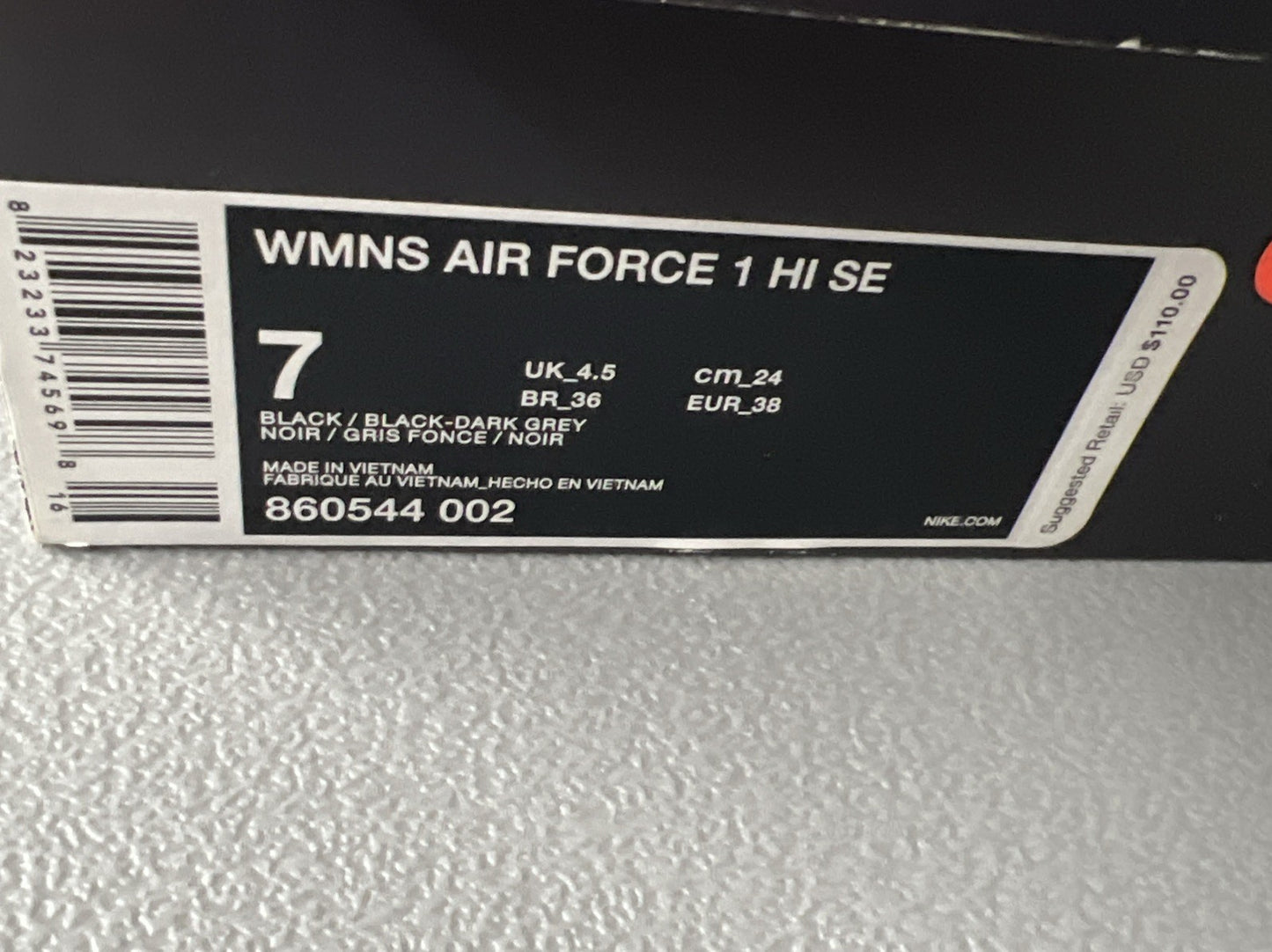 Size 7 Wmns- Air Force 1 Hi SE 'Black Gum'