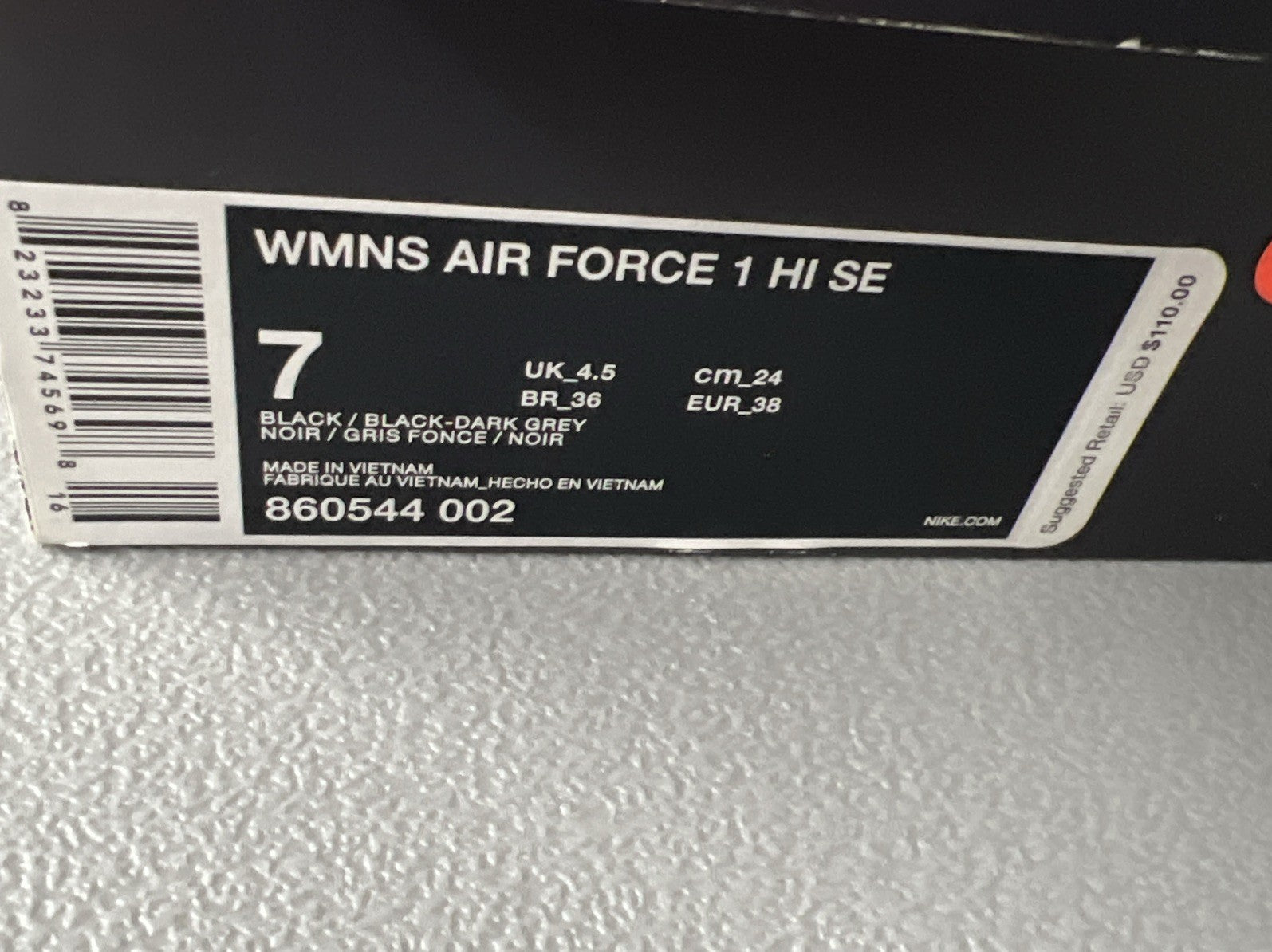 Size 7 Wmns- Air Force 1 Hi SE 'Black Gum'