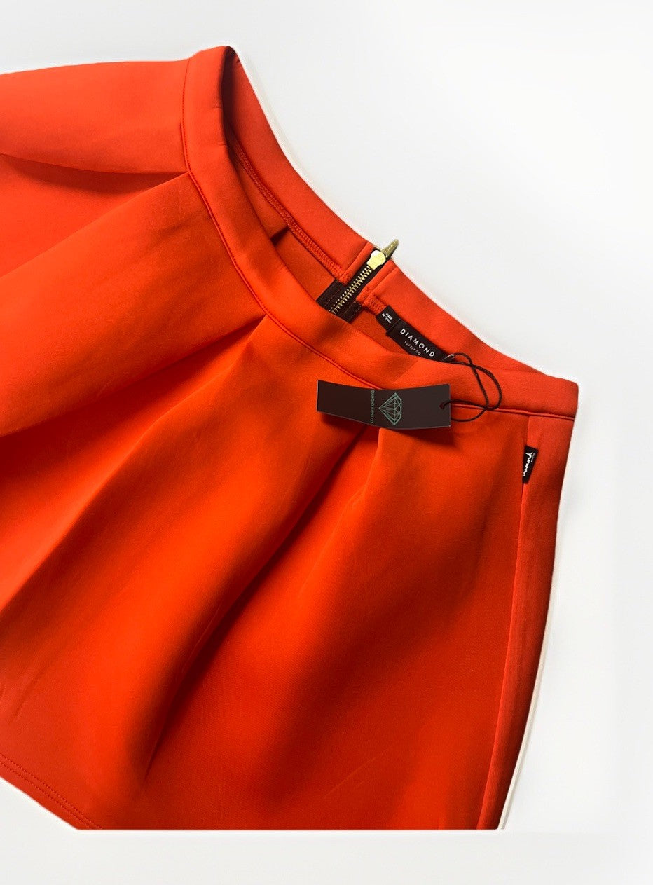 Size L- Diamond Supply Orange Flare Mini Skirt