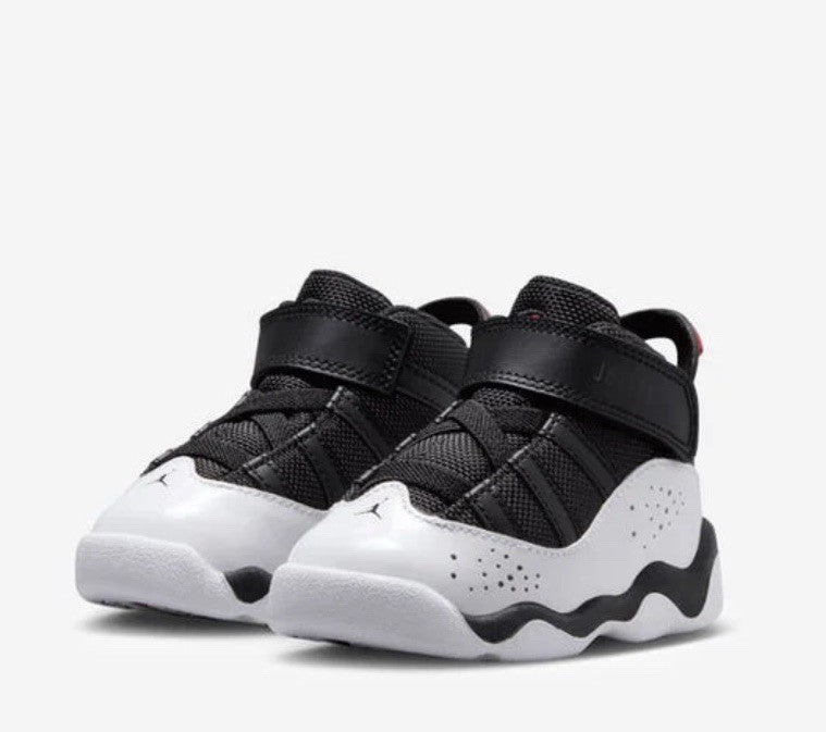 Size 9C - Jordan 6 Rings Black White University Red (Toddler)