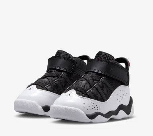 Size 9C - Jordan 6 Rings Black White University Red (Toddler)