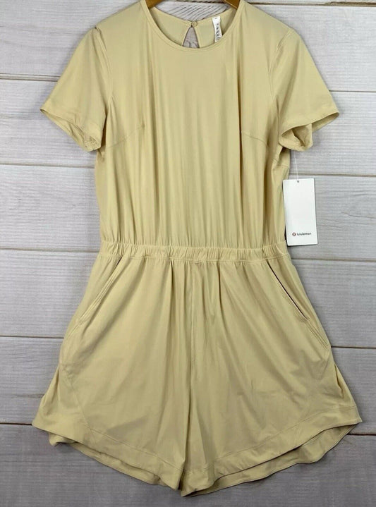 Size 6-Lululemon Lightweight High Neck Open Back Romper - Prosecco