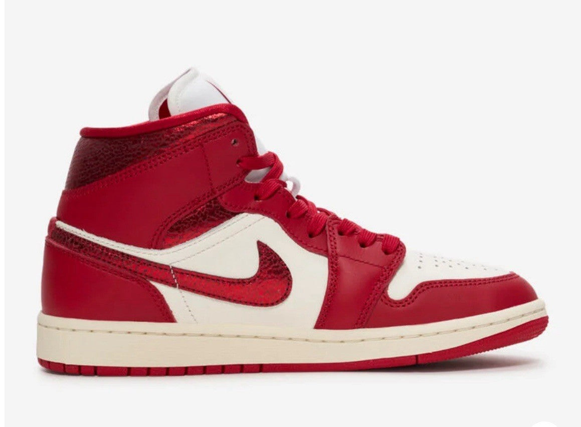 Size 7.5 Women’s or 6 Men’s- Air Jordan 1 Mid SE ‘Red Cracked Leather’