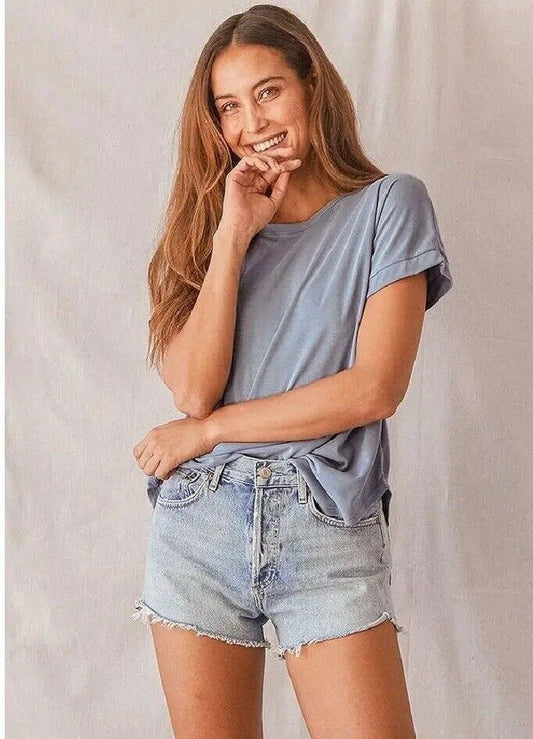 Lulus Tempest Blue Crew Neck Tee Size XS