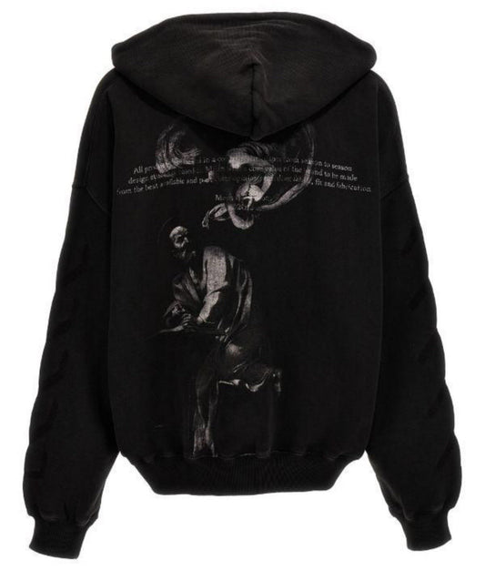 Size XL - Off-White BW St. Matthew Over Hoodie 'Black/Grey’ - No Drawstring