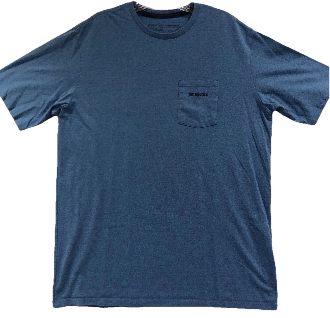 Size Medium - Patagonia Hybrid Pocket Responsibili-Tee T-Shirt Blue Vintage