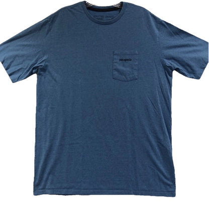 Size Medium - Patagonia Hybrid Pocket Responsibili-Tee T-Shirt Blue Vintage