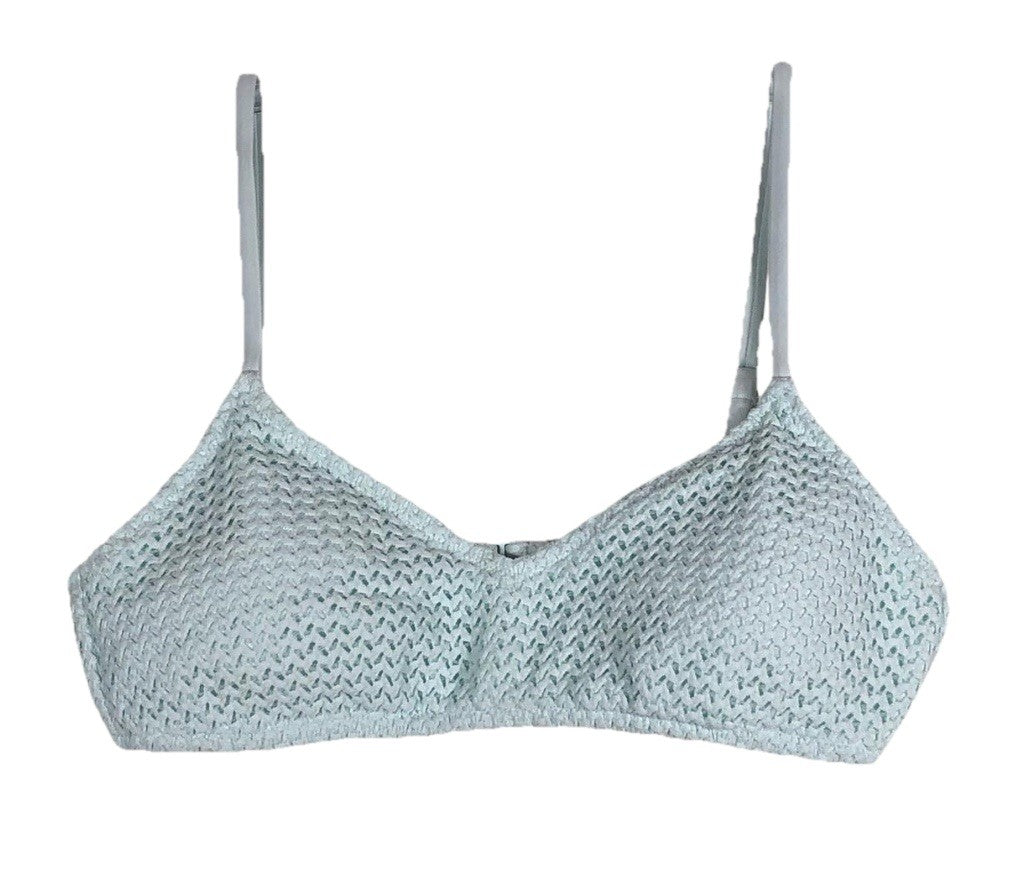 Size Small- Aerie Bikini Top Medium Triangle V-Neck Swim Textured Crochet Blue