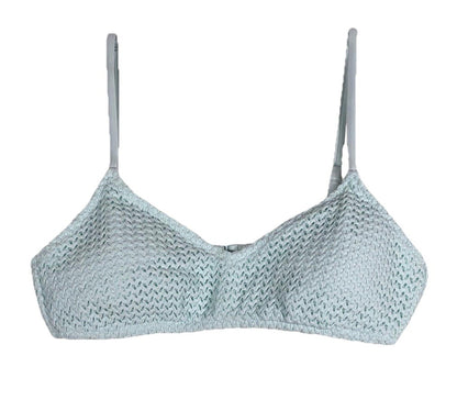 Size Small- Aerie Bikini Top Medium Triangle V-Neck Swim Textured Crochet Blue