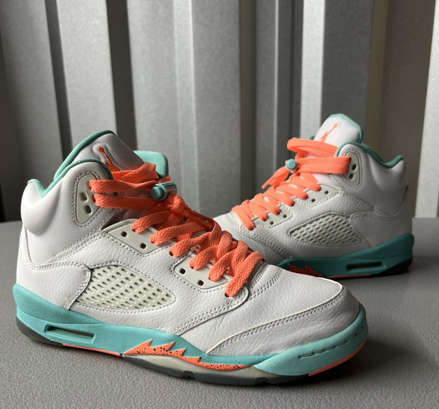 Size 7Y or 8.5 Wmns - Jordan 5 Retro Light Aqua (GS)