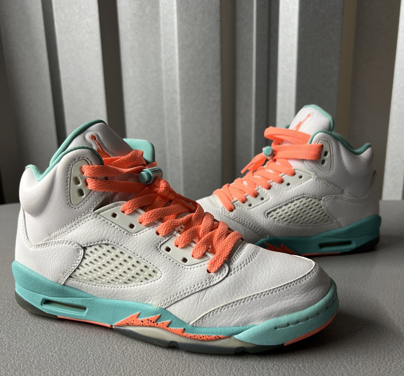 Size 7Y or 8.5 Wmns - Jordan 5 Retro Light Aqua (GS)