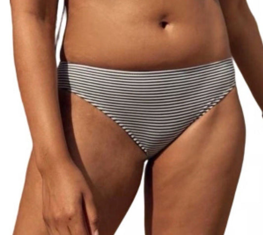 Size Medium - Aerie Printed Bikini Bottom Striped Black White Swim Separate