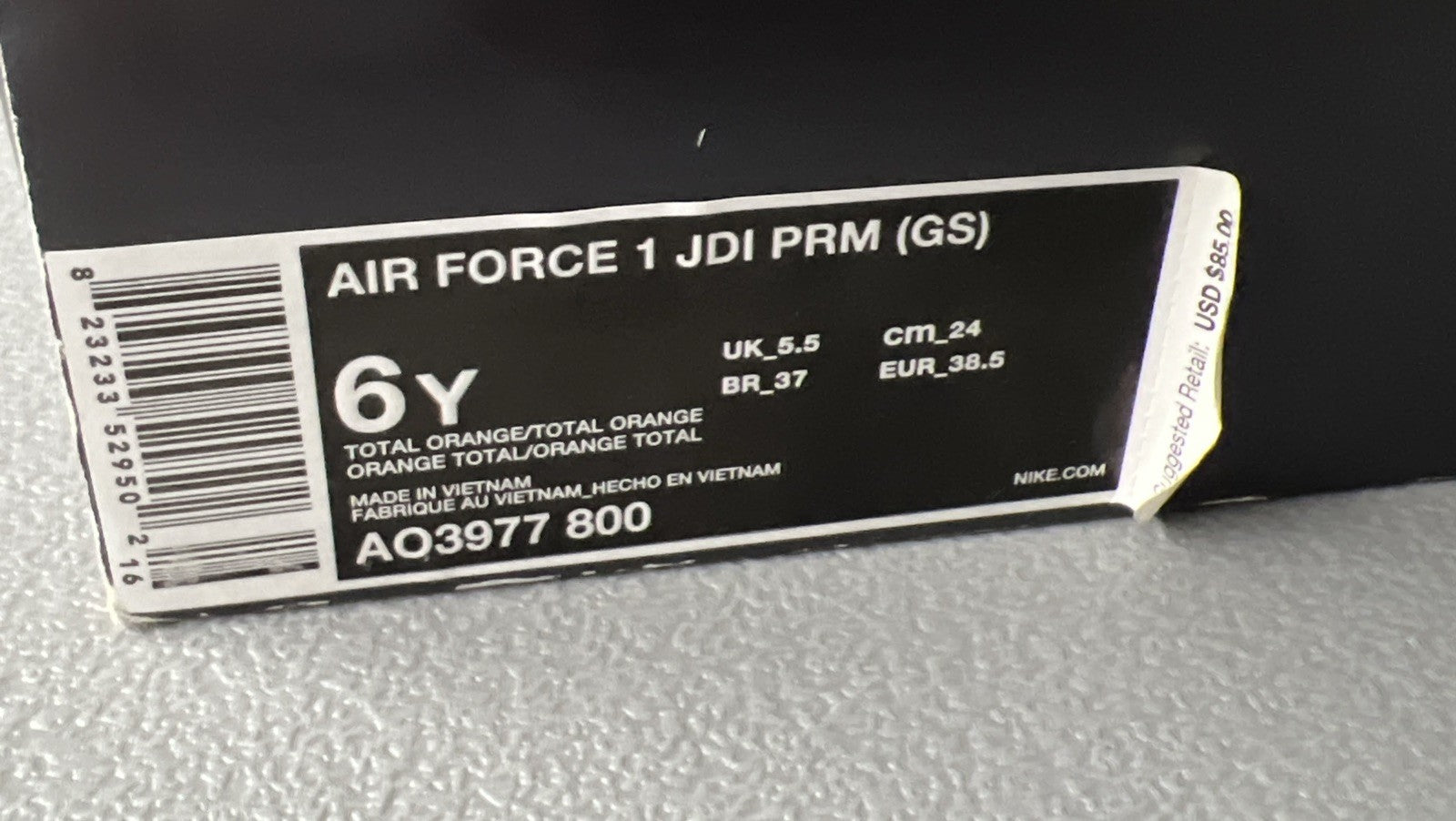 Size 6Y or 7.5 Wmns- Nike Air Force 1 '07 Premium 'Just Do It Pack’