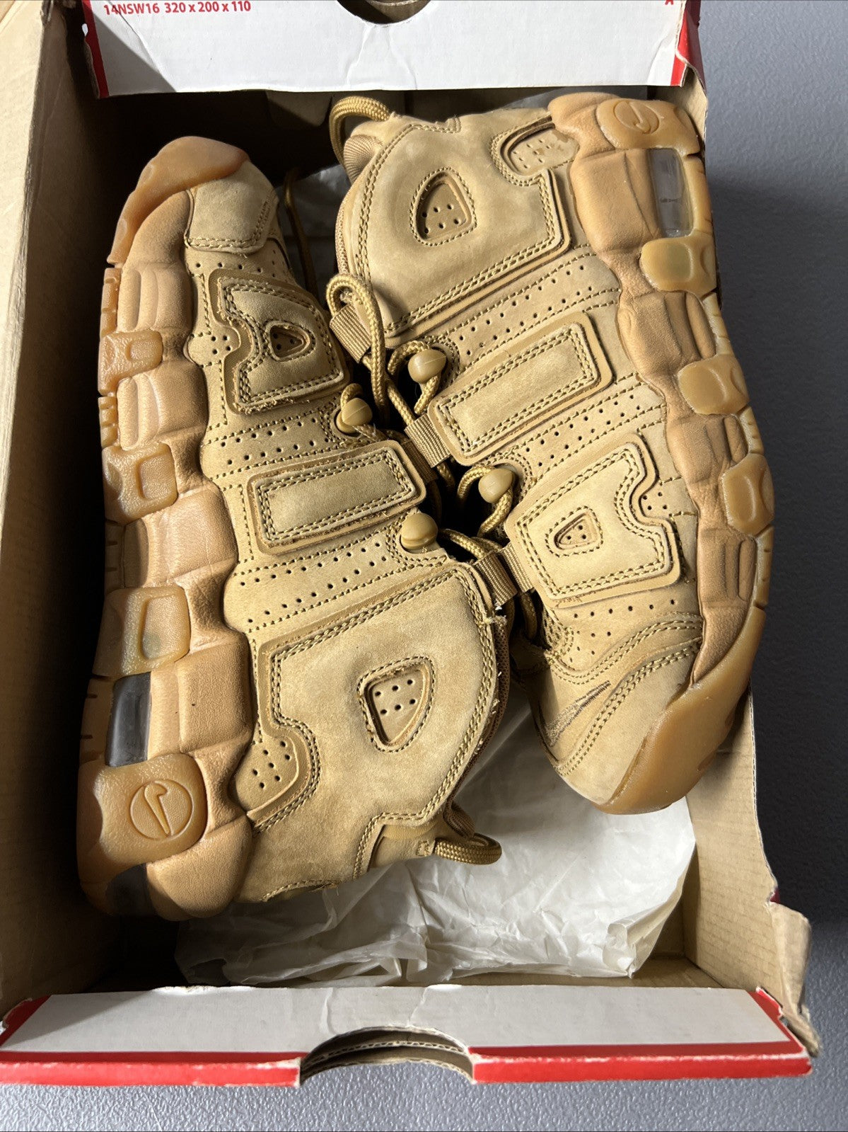 Size 5Y or 6.5 Wmns - Nike Air More Uptempo Mid ‘Flax’ GS