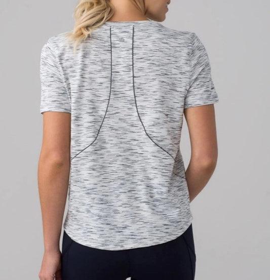 Size Small- Lululemon Long Distance Short Sleeve Tiger Space Dye Black White