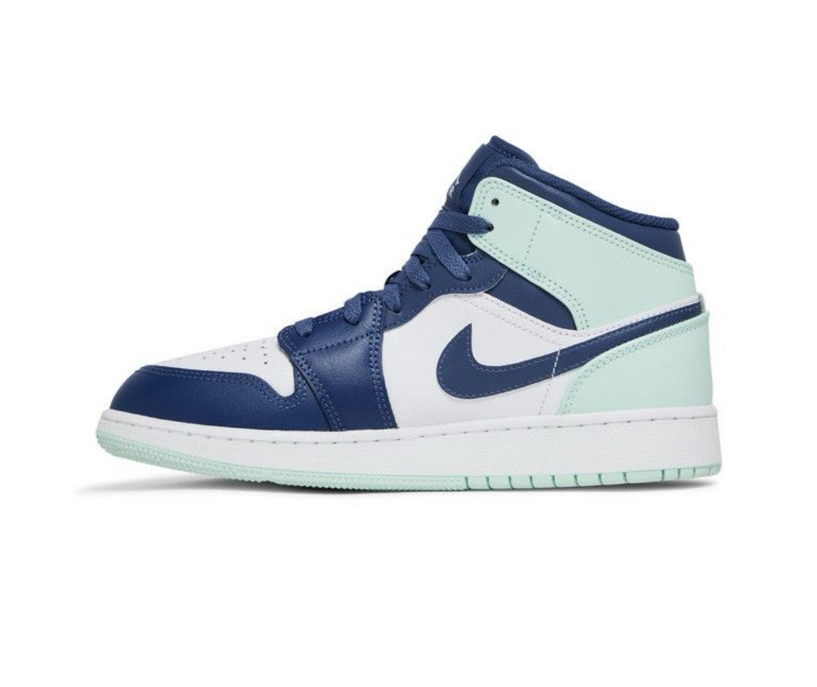 Size 6.5Y or 8 Wmns - Air Jordan 1 Mid Blue Mint (GS) 554725 413