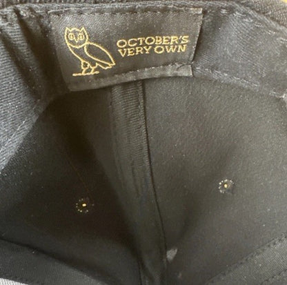 OVO Octobers Very Own Flat Bill Snapback Black Owl Cap Hat Gold Tab